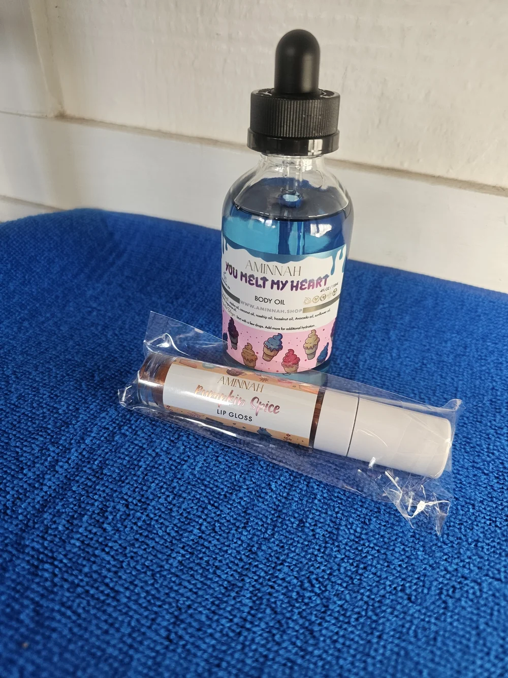 You Melt My Heart Blue Body Oil + Lip Gloss Duo